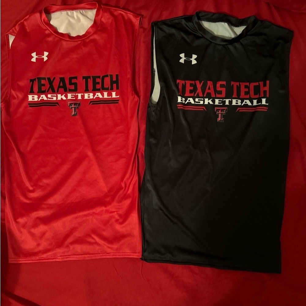 (2pk) Under armor texas tech basketball compression sleeveless shirts